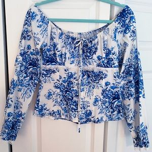 Off-The-Shoulder Patterned Blouse